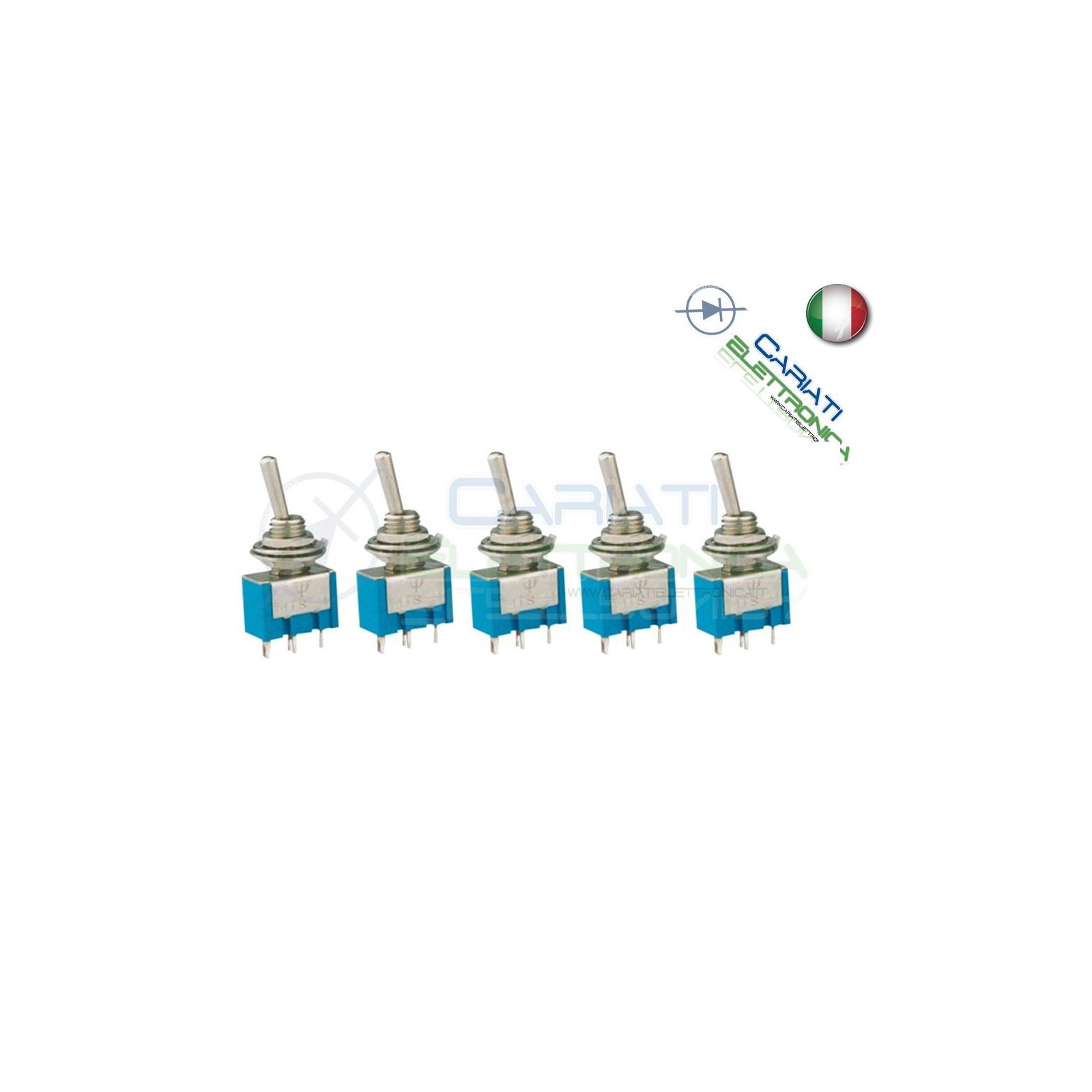 5 Interruttori Deviatori a Leva ON OFF ON 2A 250V con Ritorno SP3T