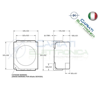10 pz Led smd 3528 VERDE PLCC PLCC2 Alta Luminosità