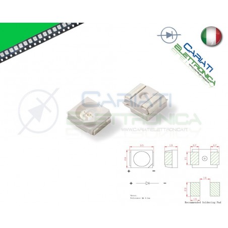 10 pz Led smd 3528 VERDE PLCC PLCC2 Alta Luminosità