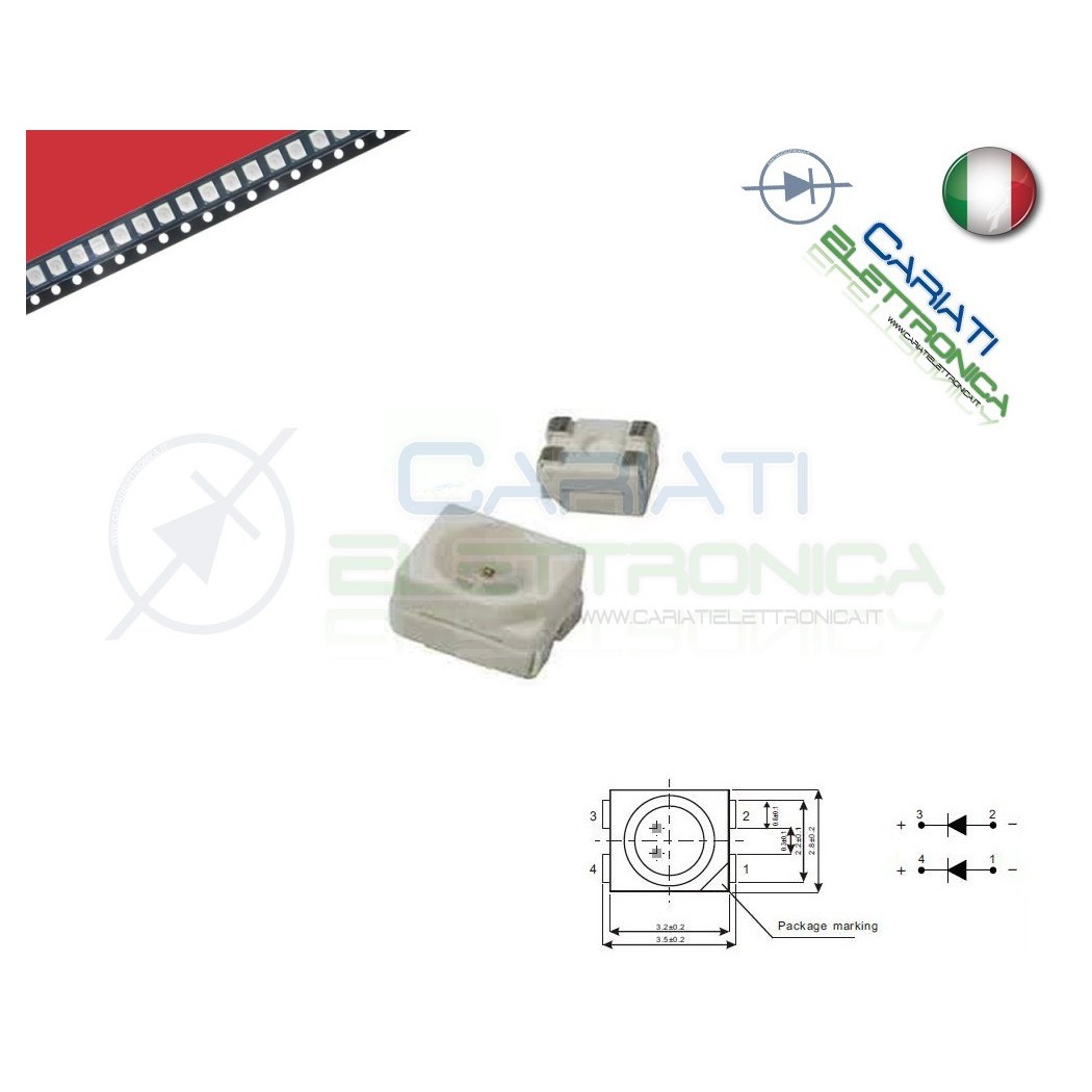 10 pz Led smd 3528 ROSSO PLCC4 alta Luminosità