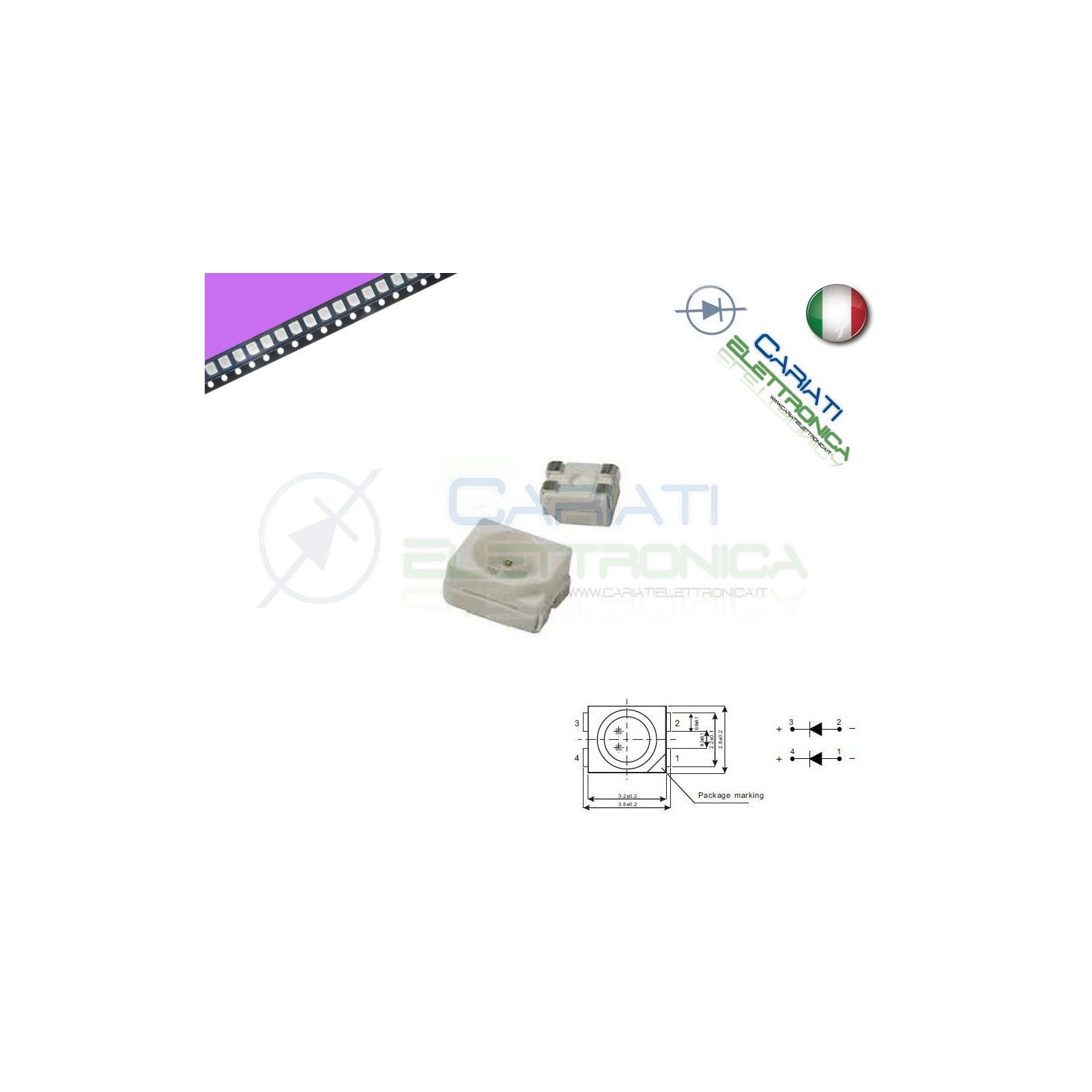 10 pz Led smd 3528 UV PLCC4 alta Luminosità