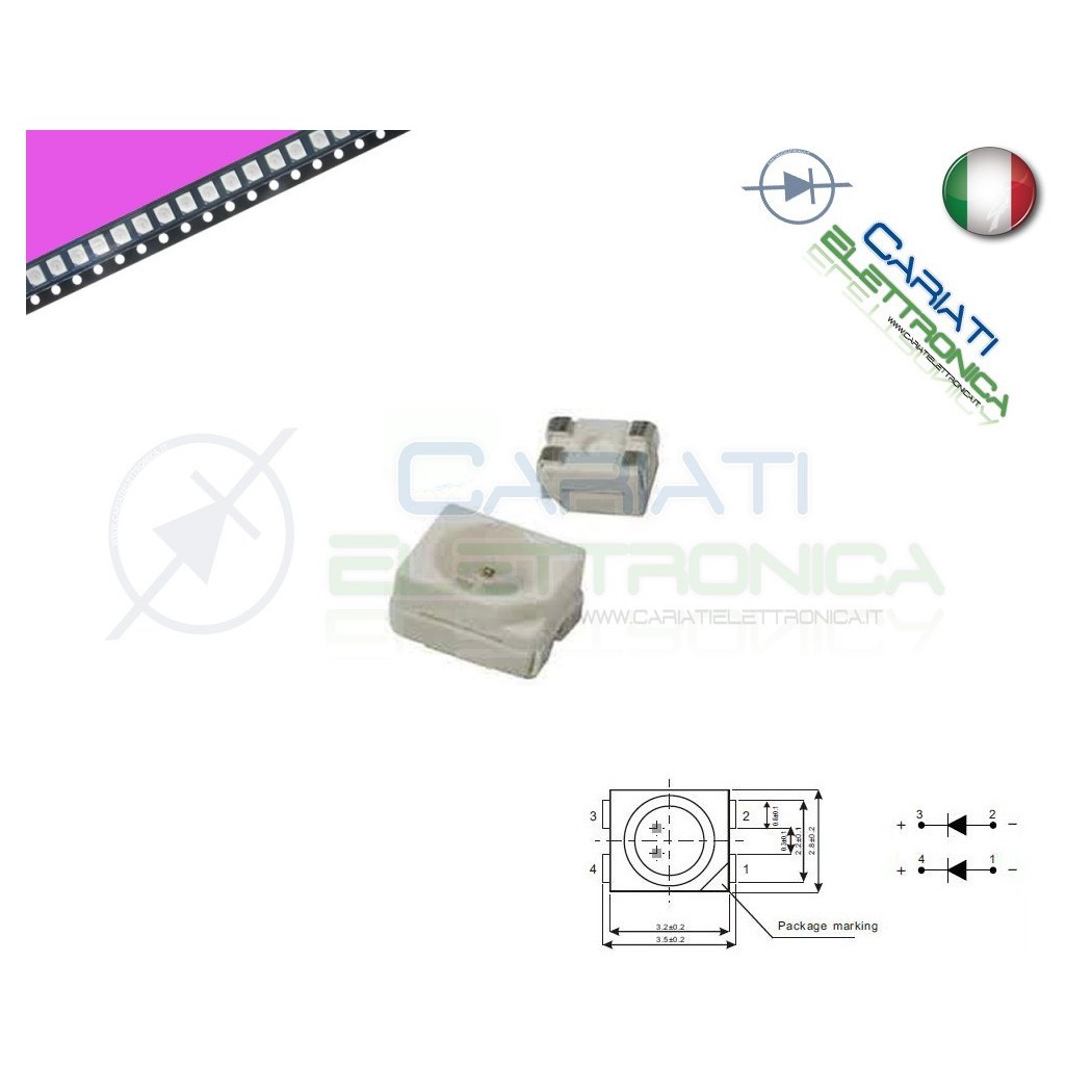 10 pz Led smd 3528 ROSA PLCC4 alta Luminosità