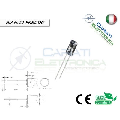 1000 pz Led 5mm FLAT TOP Bianco Freddo 13000 mcd alta luminosità