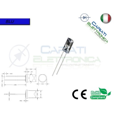 100 pz Led 5mm FLAT TOP BLU 10000 mcd alta luminosità