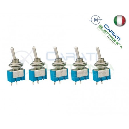 5 Interruttori Deviatore a Leva ON OFF 2A 250V con Ritorno
