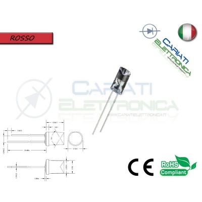 100 pz Led 5mm FLAT TOP Rosso 8000 mcd alta luminosità