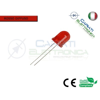 100 pz Led 10mm ROSSO Luce Diffusa 1000mcd Rossi