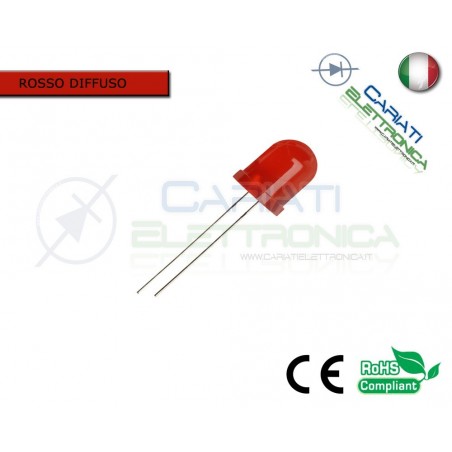 1000 pz Led 10mm ROSSO Luce Diffusa 1000mcd Rossi