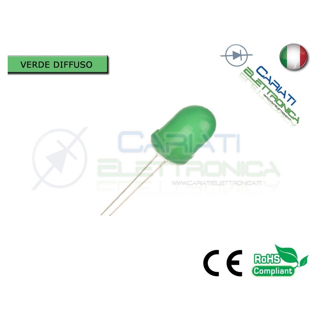 500 pz Led 10mm Verde Verdi Luce Diffusa 1500mcd