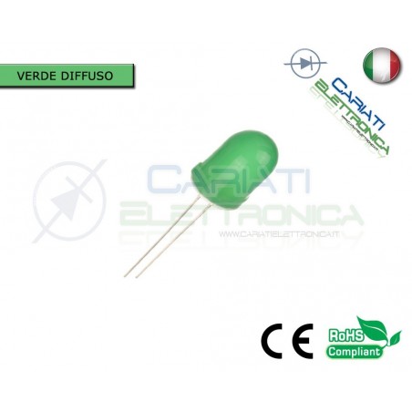 500 pz Led 10mm Verde Verdi Luce Diffusa 1500mcd