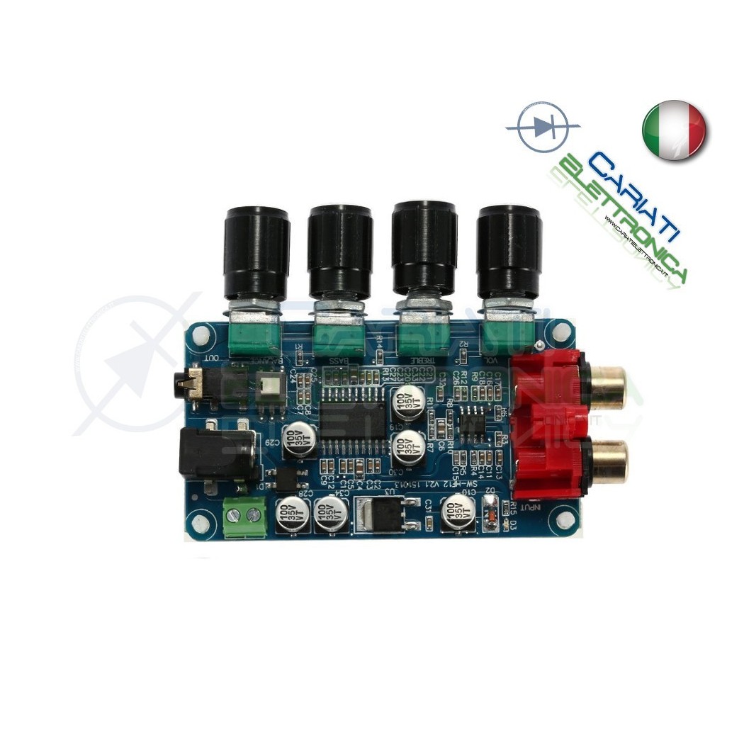 PREAMPLIFICATORE AUDIO STEREO CON LM1036 + NE5532 12V DC RCA TONO VOLUME BALANCE