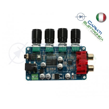PREAMPLIFICATORE AUDIO STEREO CON LM1036 + NE5532 12V DC RCA TONO VOLUME BALANCE