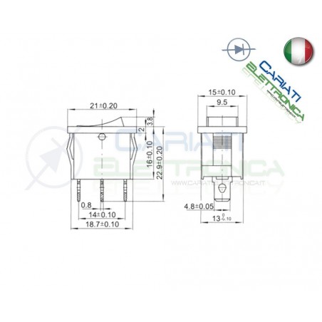 Interruttore Giallo a Bilanciere 0 1 ON OFF 6A 250V da pannello con Luce SPST