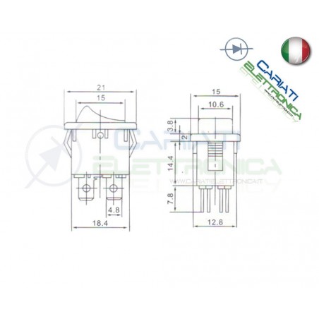 Interruttore Rosso A Bilanciere Bipolare ON OFF 6A 250V Da Pannello Con Luce DPST