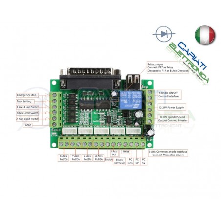 Scheda di interfaccia cnc 5 assi parallela breakout board mach 3Generico