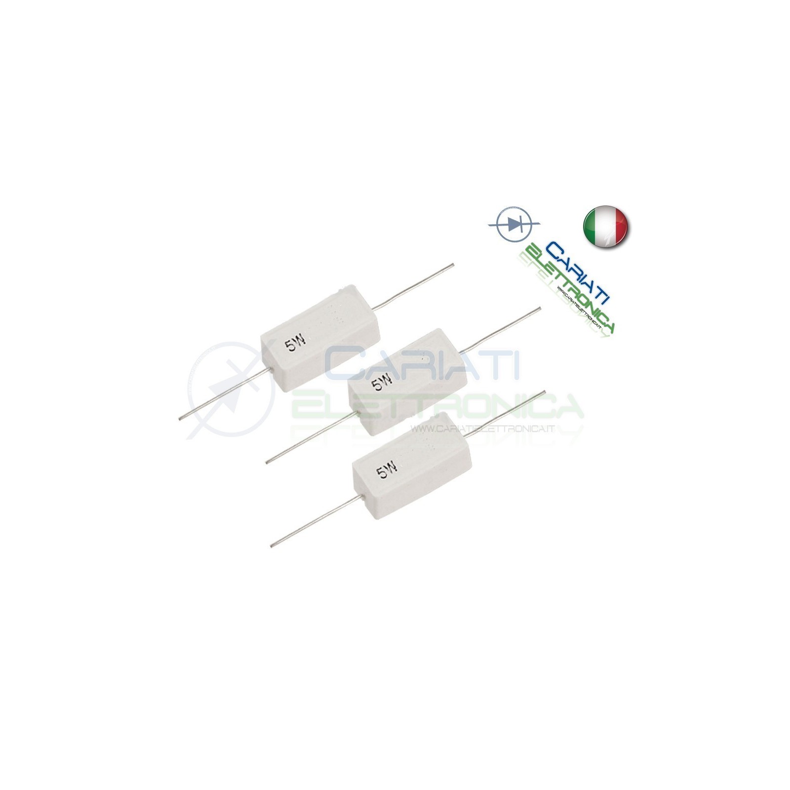 3 PEZZI Resistenza Ceramica 5 W 1 Ohm Resistenze