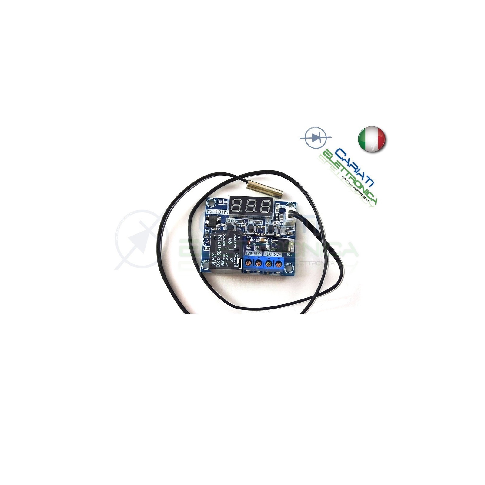 Mini Termostato da -40°C a +120°C con sonda Temperatura timer e relè WX-101W