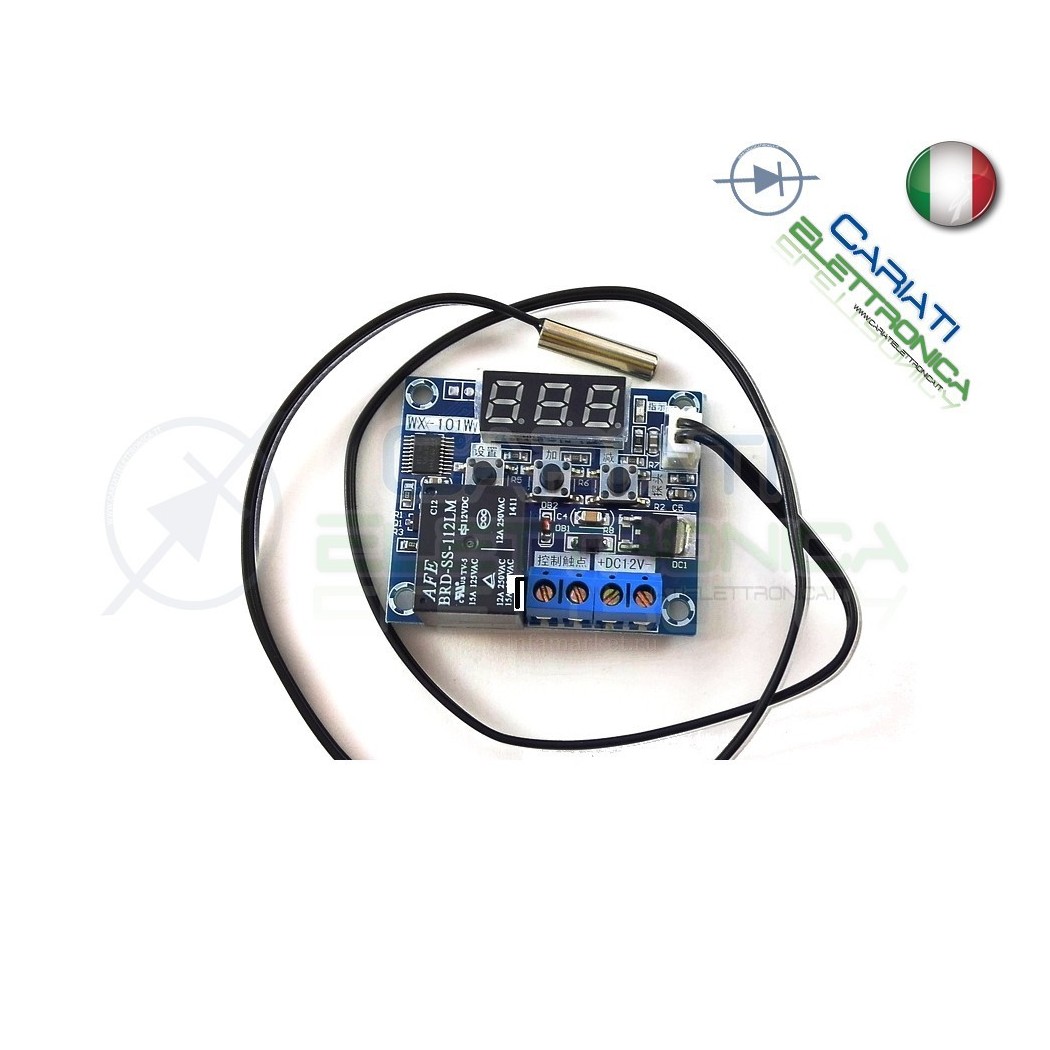 Mini Termostato da -40°C a +120°C con sonda Temperatura timer e relè WX-101W