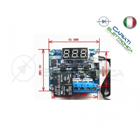 Mini Termostato da -40°C a +120°C con sonda Temperatura timer e relè WX-101W