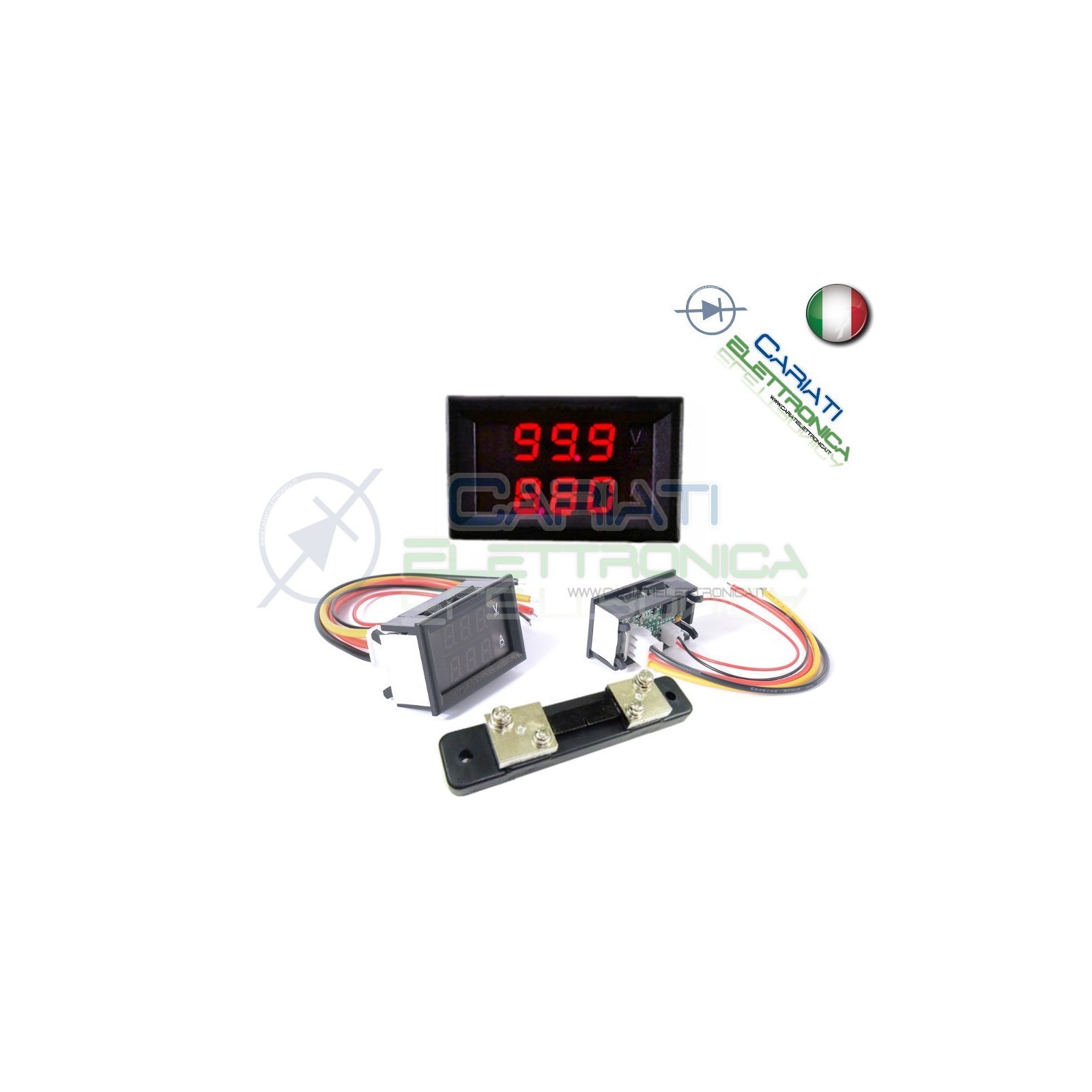 Amperometro Voltometro ROSSO da pannello 0-100A 0-100V tester Tensione Corrente