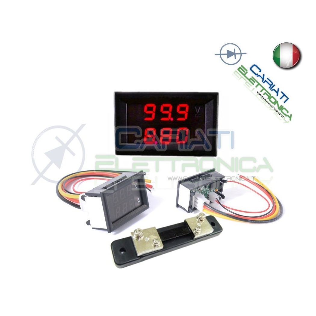 Amperometro Voltometro ROSSO da pannello 0-100A 0-100V tester Tensione Corrente