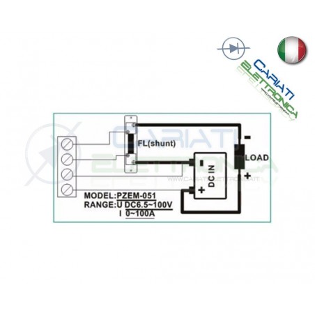 MISURATORE DI CONSUMO ELETTRICO WATTMETRO VOLTMETRO AMPEROMETRO 6.5-100Vdc 100A