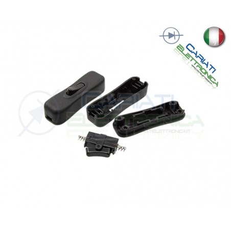 INTERRUTTORE passafilo volante NERO PER LAMPADE ABAT-JOUR STRISCIA LED