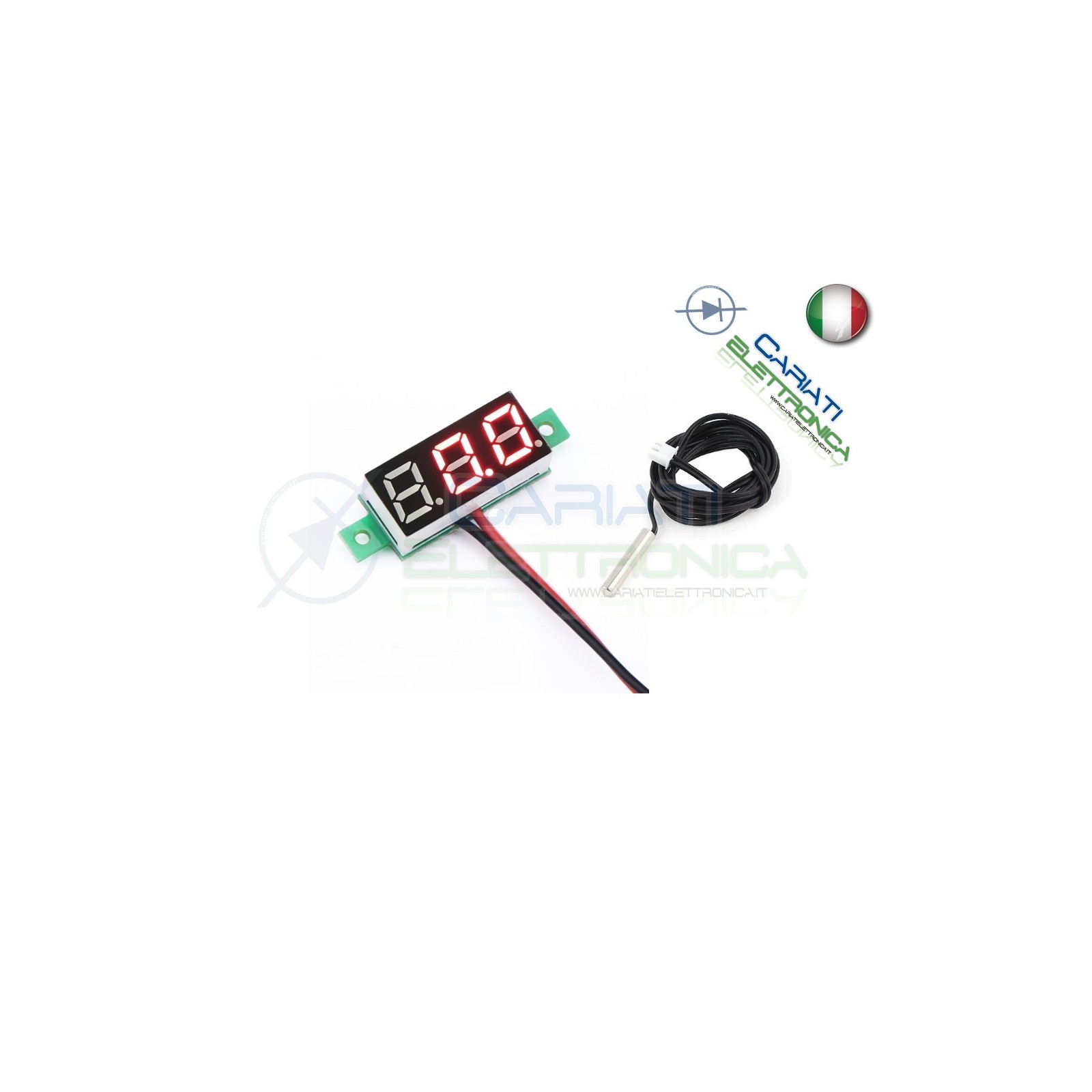 Mini Termometro Digitale 0-100°C Ntc 12V 24V Dc Da Pannello Led Rosso Generico