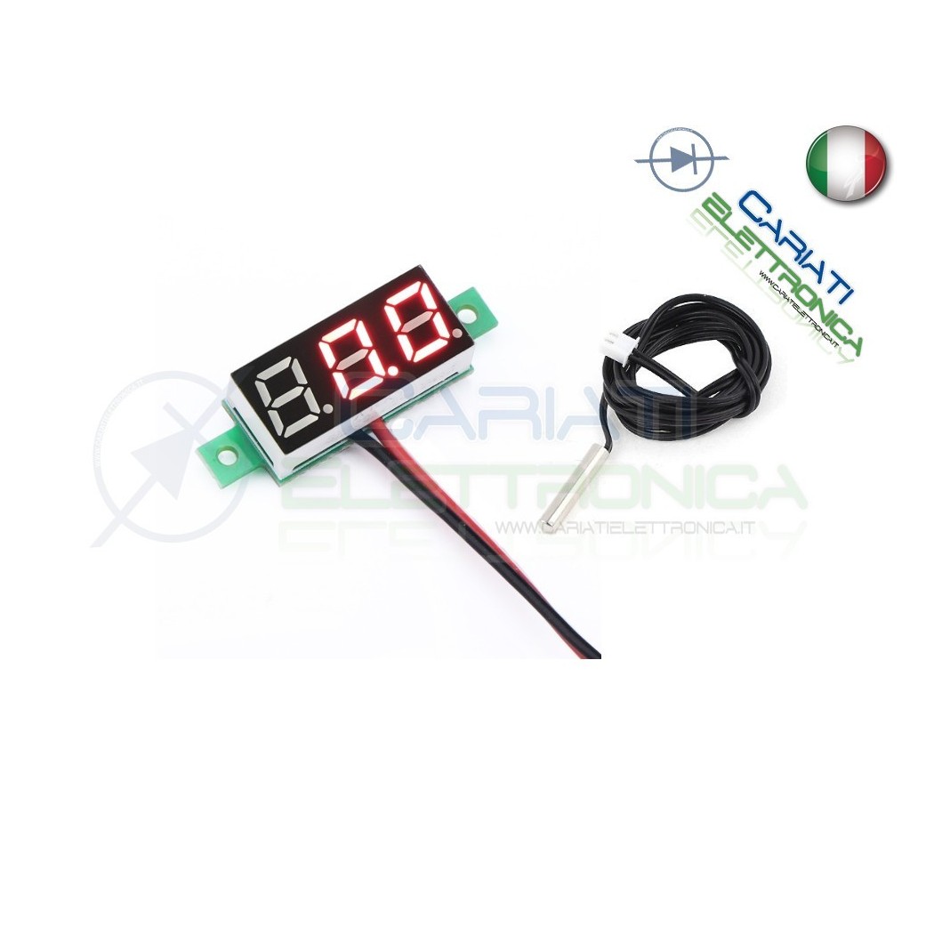 Mini Termometro Digitale 0-100°C Ntc 12V 24V Dc Da Pannello Led Rosso Generico