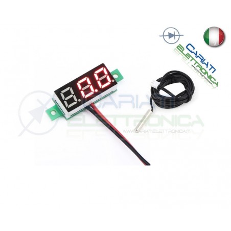 Mini Termometro Digitale 0-100°C Ntc 12V 24V Dc Da Pannello Led Rosso Generico