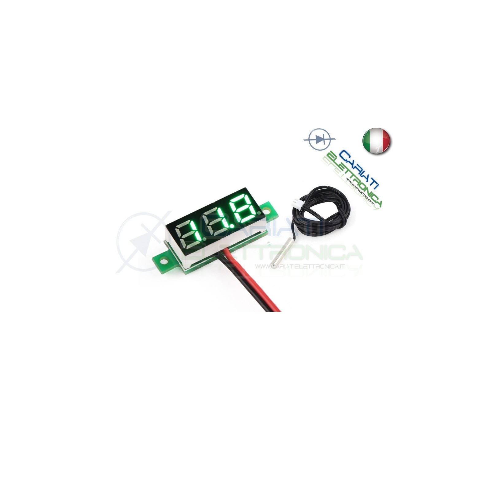 Mini Termometro Digitale Da Pannello Led Verde 0-100°C Ntc 12V 24V Dc Generico
