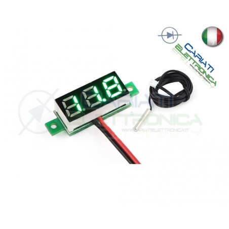 Mini Termometro Digitale Da Pannello Led Verde 0-100°C Ntc 12V 24V Dc Generico