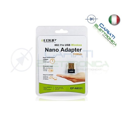 EDUP EP-N8531 ANTENNA NANO MINI USB WIRELESS WIFI CHIAVETTA 150Mbps PER DECODER