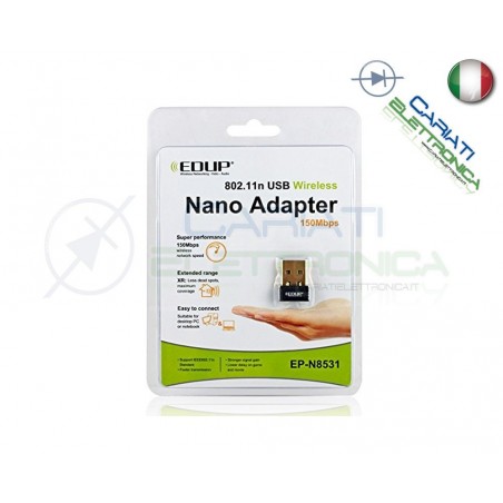 EDUP EP-N8531 ANTENNA NANO MINI USB WIRELESS WIFI CHIAVETTA 150Mbps PER DECODER
