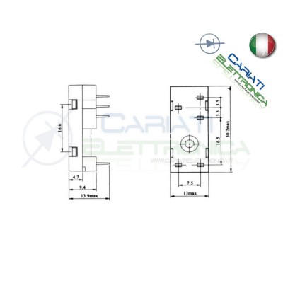 Portarelè Zoccolo per relè 1 singolo scambio 5 pin da circuito stampato porta