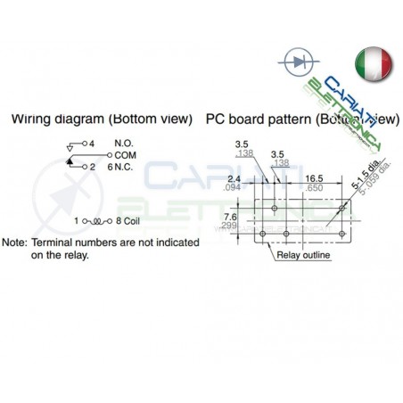 Relè singolo 1 scambio Panasonic JW1FSN-DC12 12V DC 10A 250VPanasonic