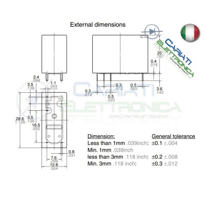 Relè singolo 1 scambio Panasonic JW1FSN-DC12 12V DC 10A 250VPanasonic
