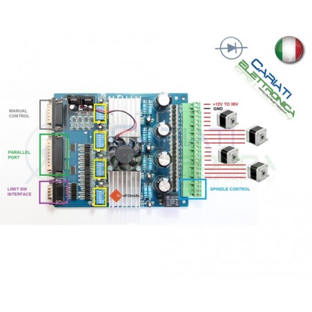 Driver 4 assi TB6560 per motori passo passo stepper cnc Mach3