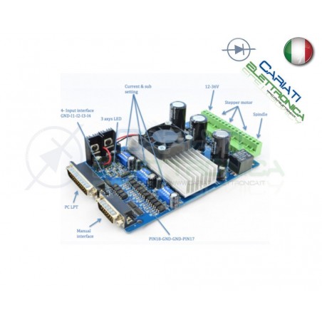Driver 3 assi TB6560 per motori passo passo stepper cnc Mach3