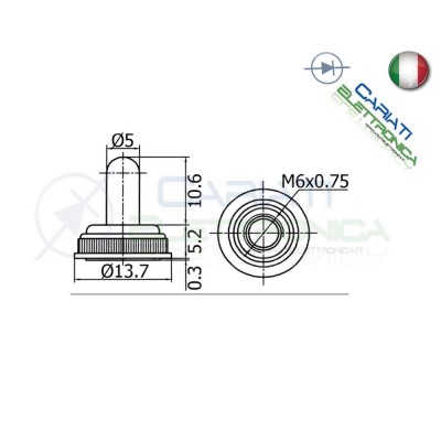 2 PEZZI CAPPUCCIO COVER PER NERO INTERRUTTORE DEVIATORE A LEVA M6 x 0.75