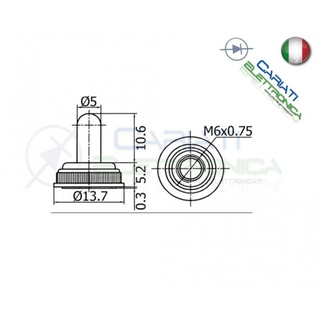 2 PEZZI CAPPUCCIO COVER PER NERO INTERRUTTORE DEVIATORE A LEVA M6 x 0.75