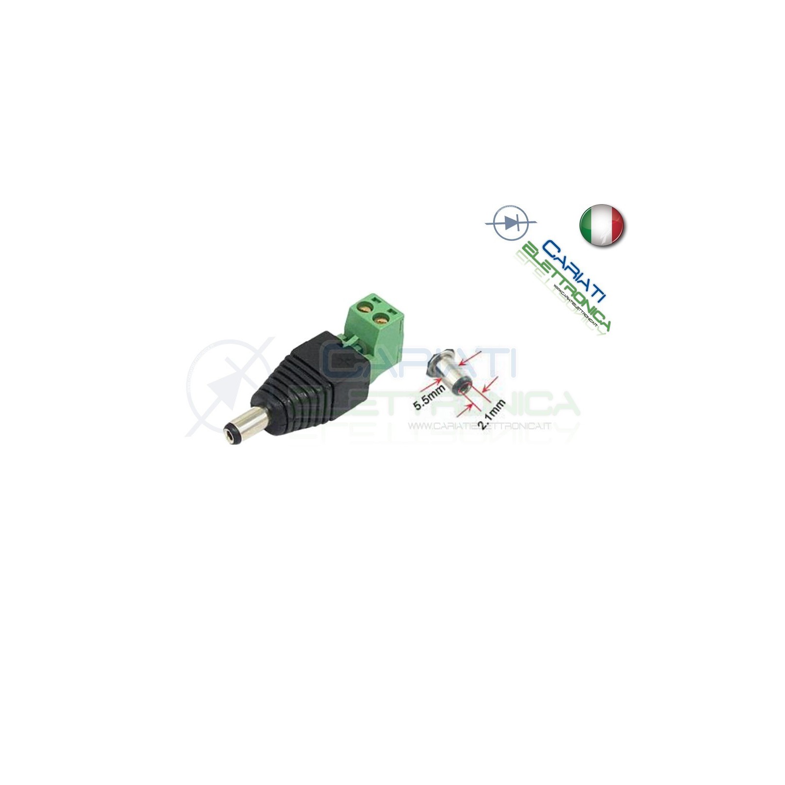 CONNETTORE PRESA DC ALIMENTAZIONE MASCHIO 5,5 X 2,1 X 11 mm