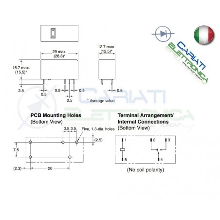 Relè singolo 1 scambio Omron G2RL-1 5VDC 5V DC 12A 250V SPDT Omron