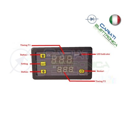 DISPLAY DA PANNELLO MODULO TEMPORIZZATORE TIMER 12V 6 FUNZIONI RELE' RELAYGenerico