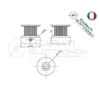 Kit 1 metro di Cinghia 2GT 6mm + 2 Puleggie 16 denti per stampanti motori 3D