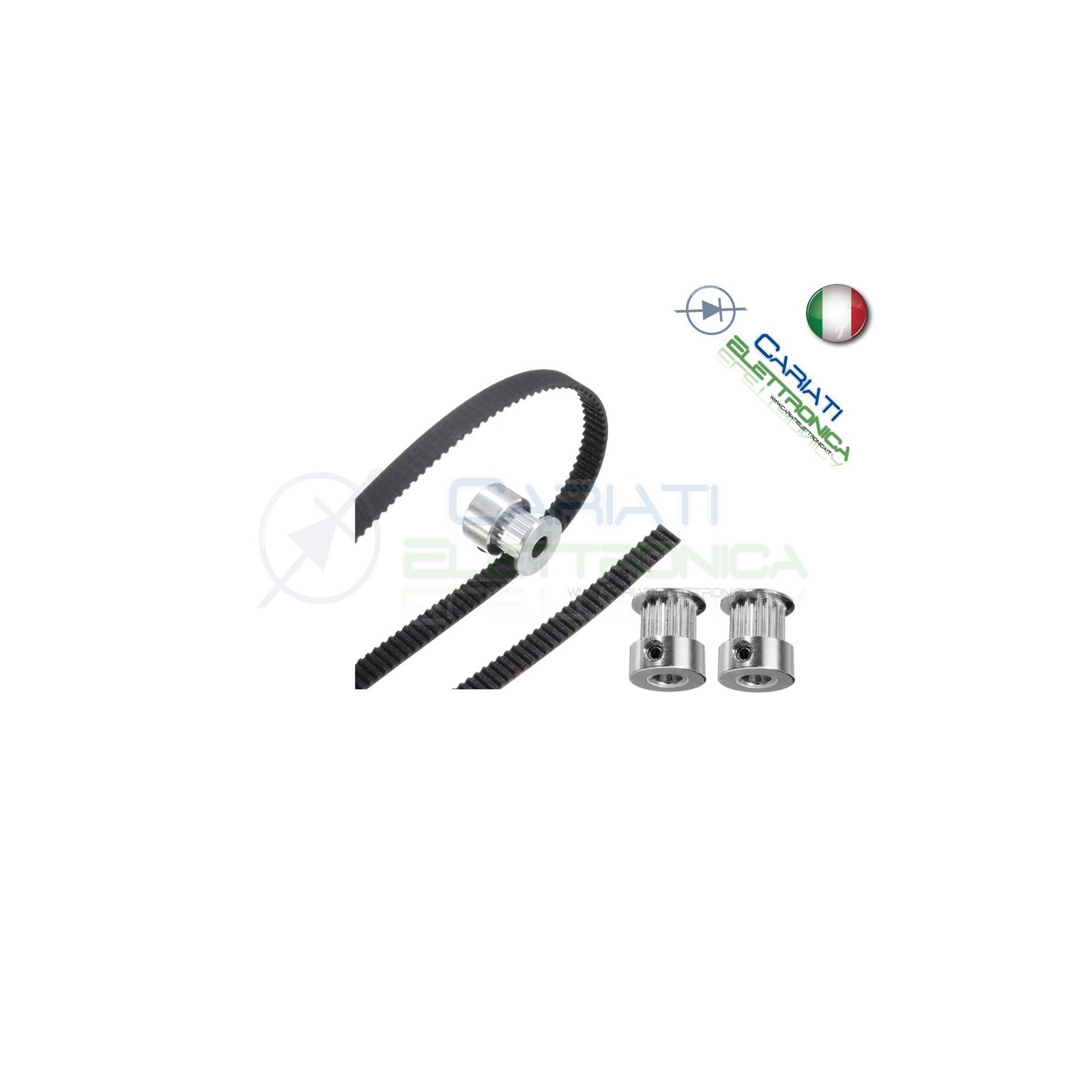 Kit 1 metro di Cinghia 2GT 6mm + 2 Puleggie 16 denti per stampanti motori 3D