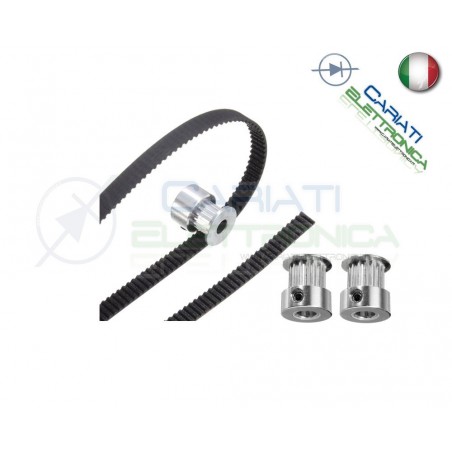 Kit 1 metro di Cinghia 2GT 6mm + 2 Puleggie 16 denti per stampanti motori 3D