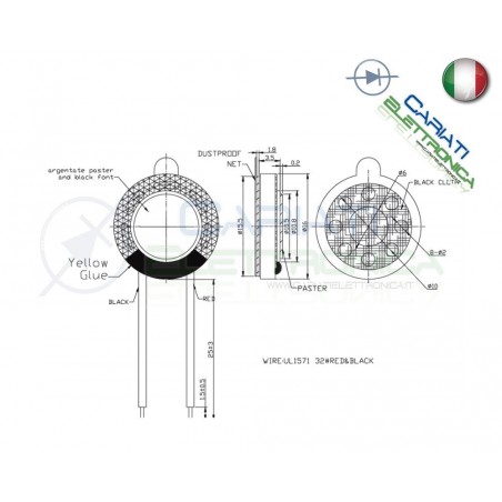Altoparlante speaker cassa in mylar 1W 8Ω 100÷20000Hz 16mm