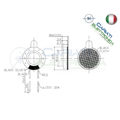 Altoparlante speaker cassa in mylar 0.5W 8Ω 100÷20000Hz 15mm
