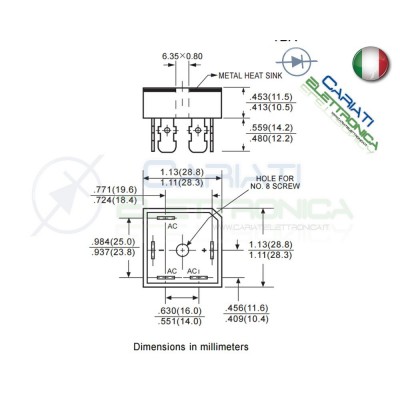 Ponte raddrizzatore trifase TBR3510 1000V 35A 400A TBR DC COMPONENTS